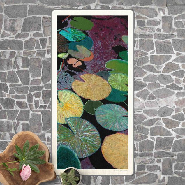Teppich türkis Seerose mit Blättern IV