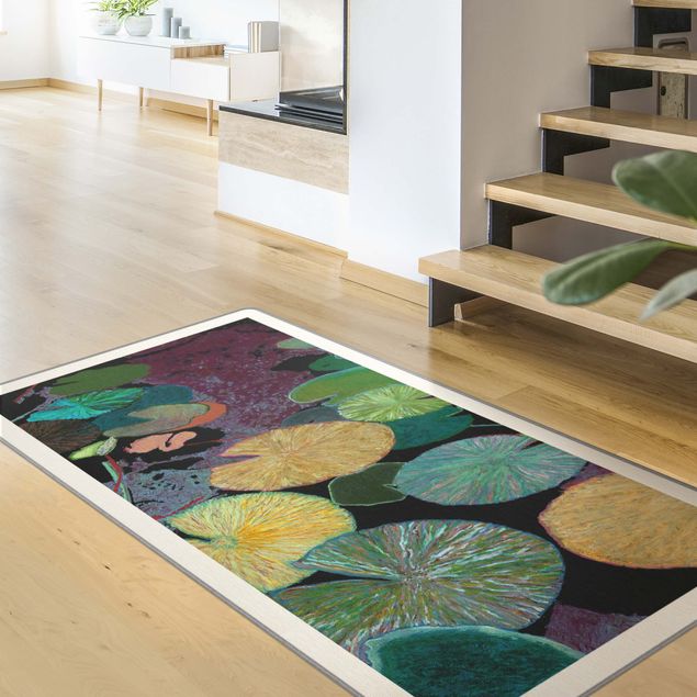 Teppich modern Seerose mit Blättern IV