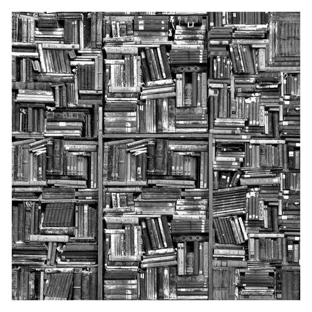 Tapete selbstklebend Shabby Bücherwand schwarz weiß