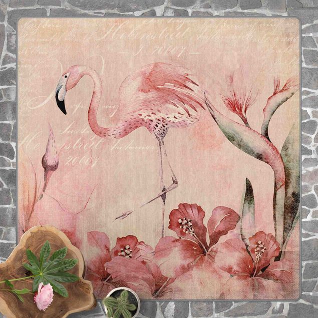 Teppich rosa Shabby Chic Collage - Flamingo