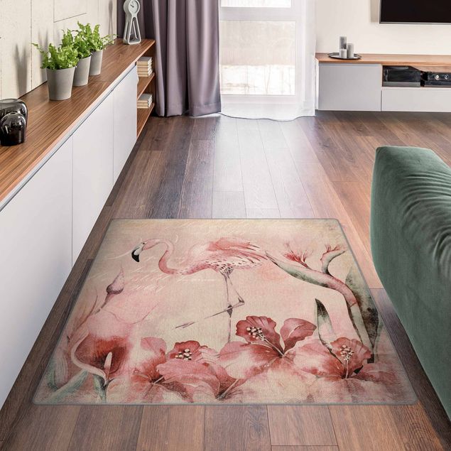 Moderne Teppiche Shabby Chic Collage - Flamingo