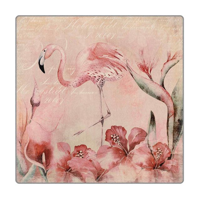 Teppich - Shabby Chic Collage - Flamingo