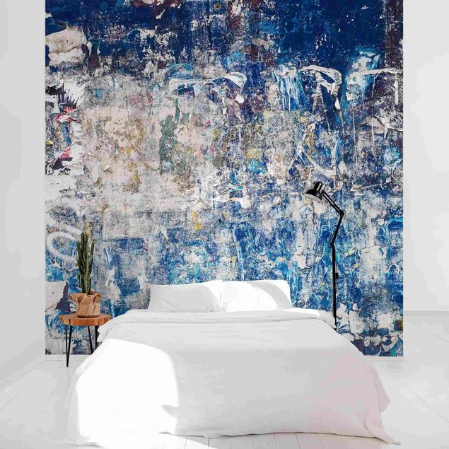 Moderne Tapeten Shabby Wand in Blau