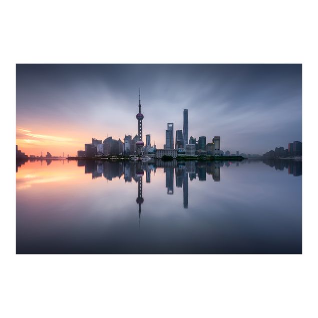 Fototapete - Shanghai Skyline Morgenstimmung