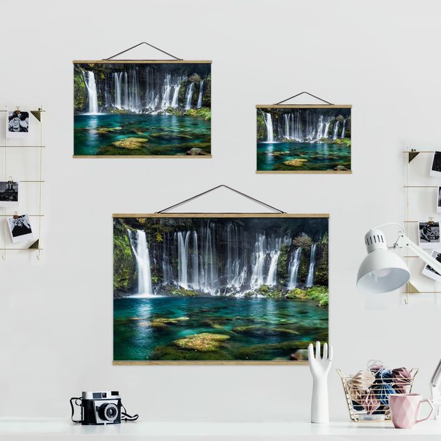 Stoffbild mit Posterleisten - Shiraito Wasserfall - Querformat 3:2