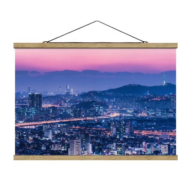 Stoffbild mit Posterleisten - Skyline von Seoul - Querformat 3:2