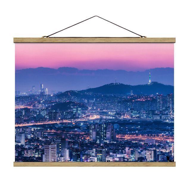 Stoffbild mit Posterleisten - Skyline von Seoul - Querformat 4:3