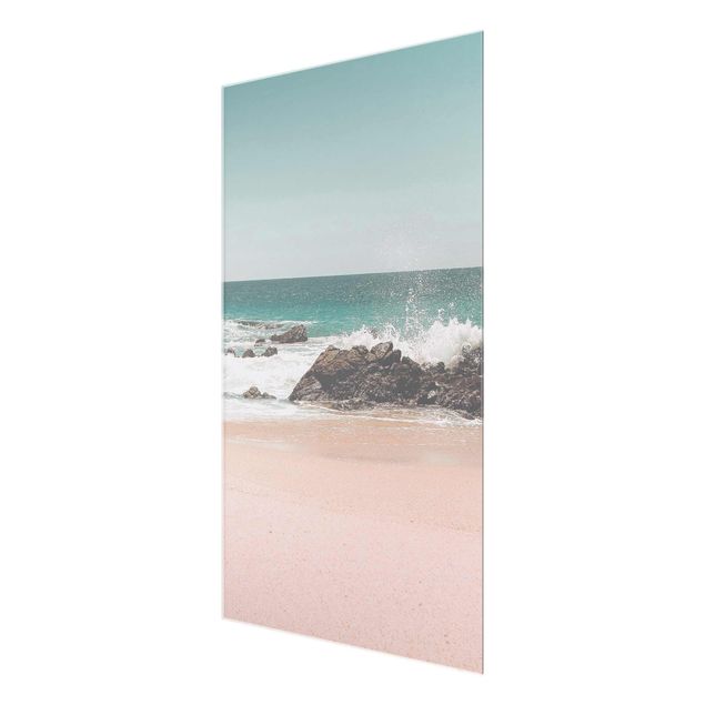 Glasbild - Sonniger Strand Mexico - Hochformat