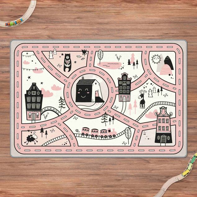 Teppich schwarz Skandinavien - Die rosane Stadt