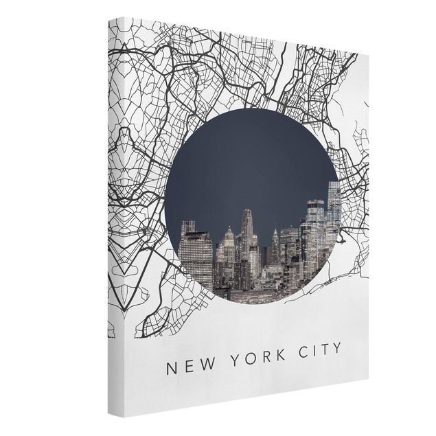 Leinwandbilder Weltkarte Stadtplan Collage New York City