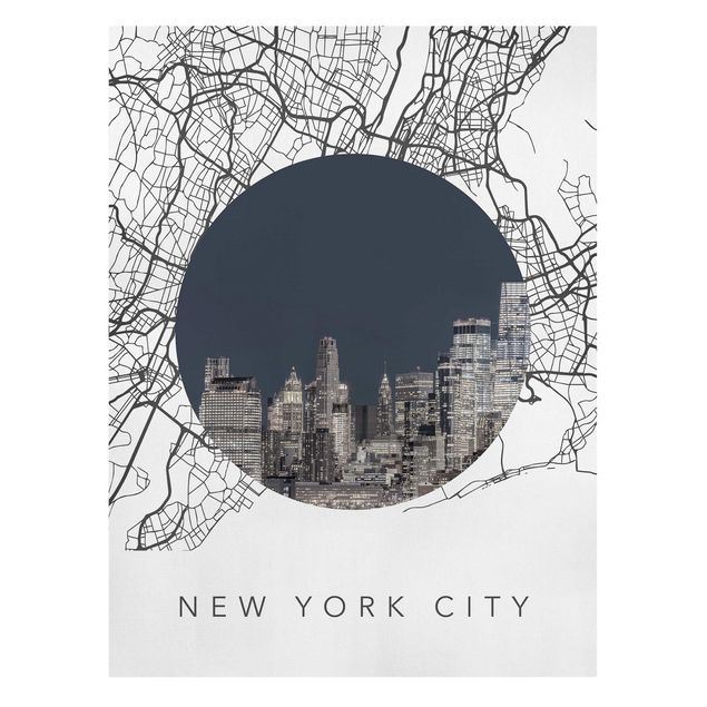 Wandbilder Stadtplan Collage New York City