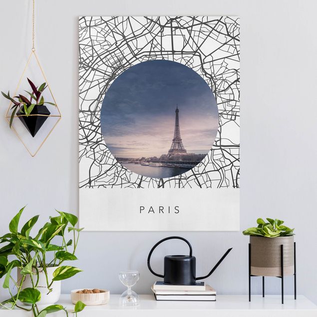 Paris Leinwand Stadtplan Collage Paris