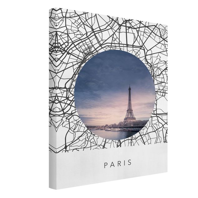 Weltkarte Leinwandbild Stadtplan Collage Paris