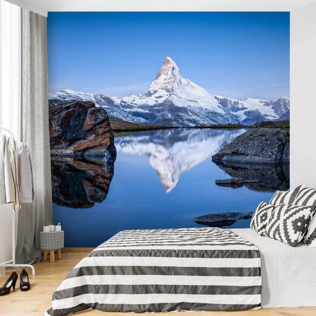 Landschaft Tapete Stellisee vor dem Matterhorn
