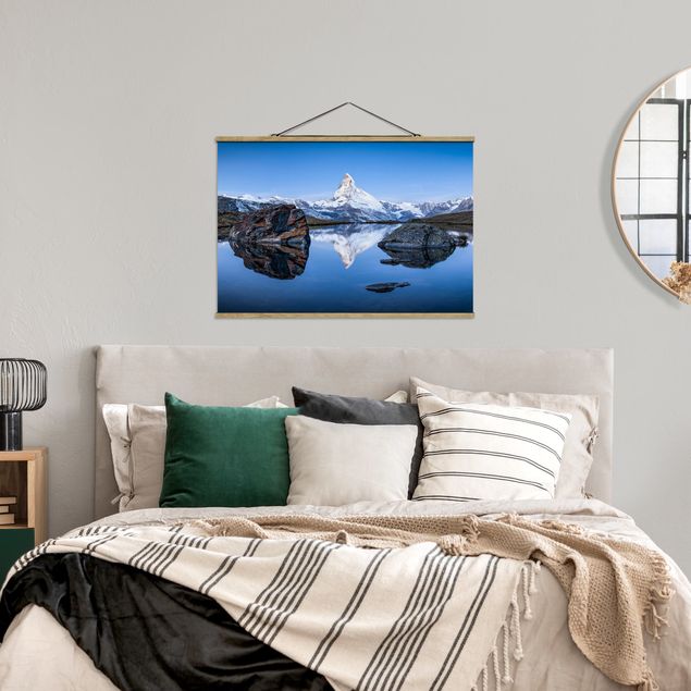 Stoffbilder mit Posterleisten Stellisee vor dem Matterhorn