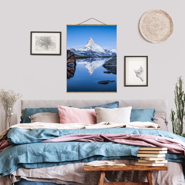 Stoffbilder mit Posterleisten Stellisee vor dem Matterhorn