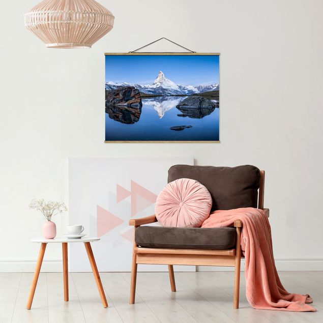 Stoffbild mit Posterleisten - Stellisee vor dem Matterhorn - Querformat 4:3