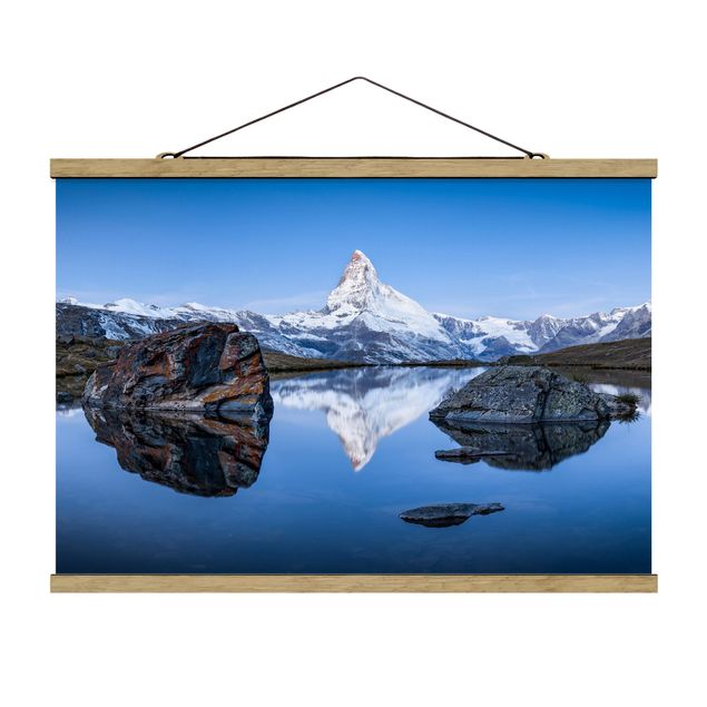 Stoffbild mit Posterleisten - Stellisee vor dem Matterhorn - Querformat 3:2
