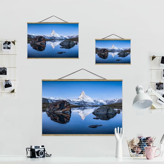 Stoffbild mit Posterleisten - Stellisee vor dem Matterhorn - Querformat 3:2