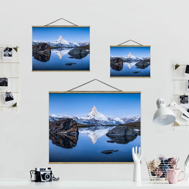 Stoffbild mit Posterleisten - Stellisee vor dem Matterhorn - Querformat 4:3