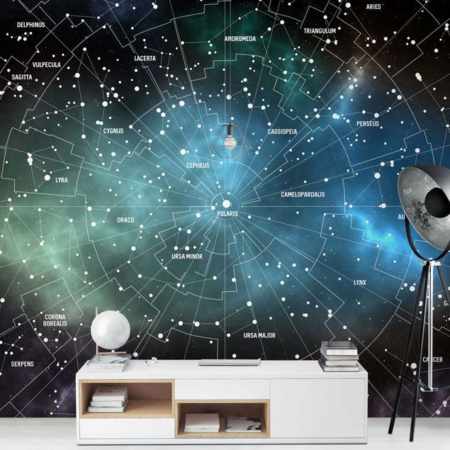 Design Tapeten Sternbilder Karte Galaxienebel