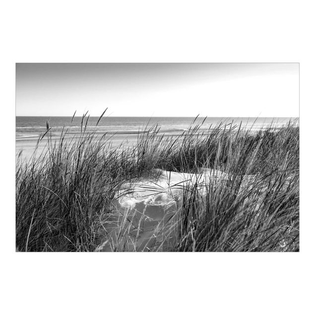 selbstklebende Tapete Stranddüne am Meer Schwarz-Weiß
