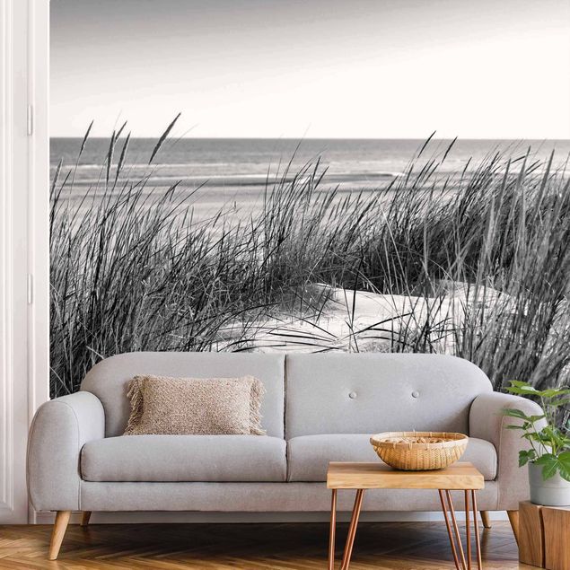 Moderne Tapeten Stranddüne am Meer Schwarz-Weiß