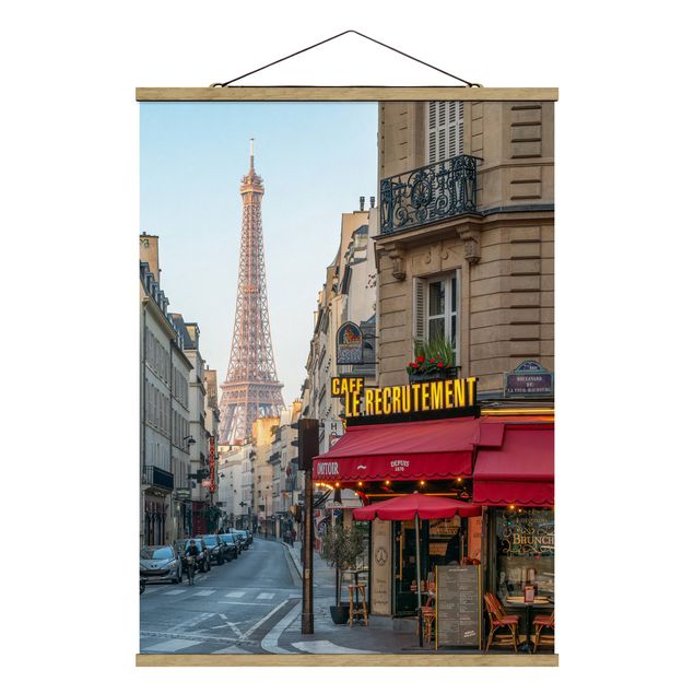 Stoffbild mit Posterleisten - Straße von Paris - Hochformat 3:4