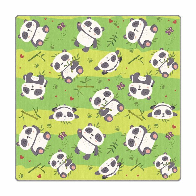 Teppich - Süße Pandabären auf Grüner Wiese