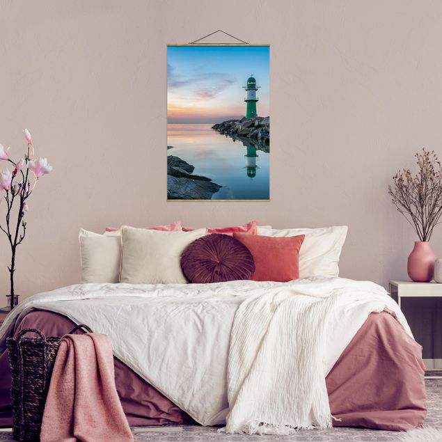 Stoffbilder mit Posterleisten Sunset at the Lighthouse