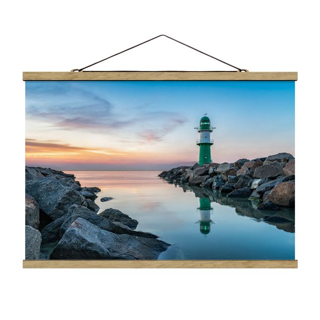 Stoffbild mit Posterleisten - Sunset at the Lighthouse - Querformat 3:2