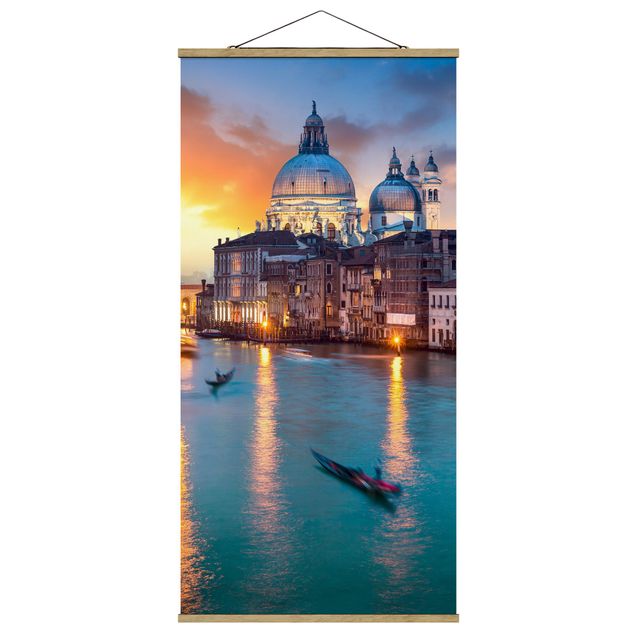 Stoffbild mit Posterleisten - Sunset in Venice - Hochformat 1:2