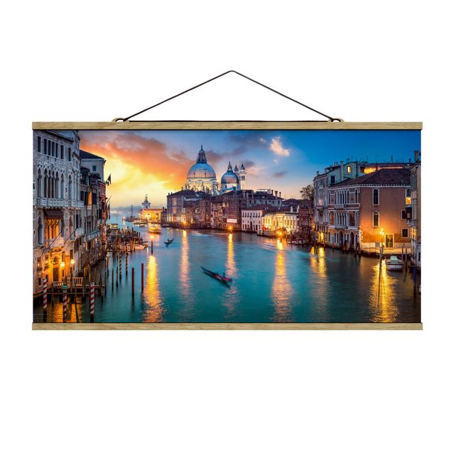 Stoffbild mit Posterleisten - Sunset in Venice - Querformat 2:1
