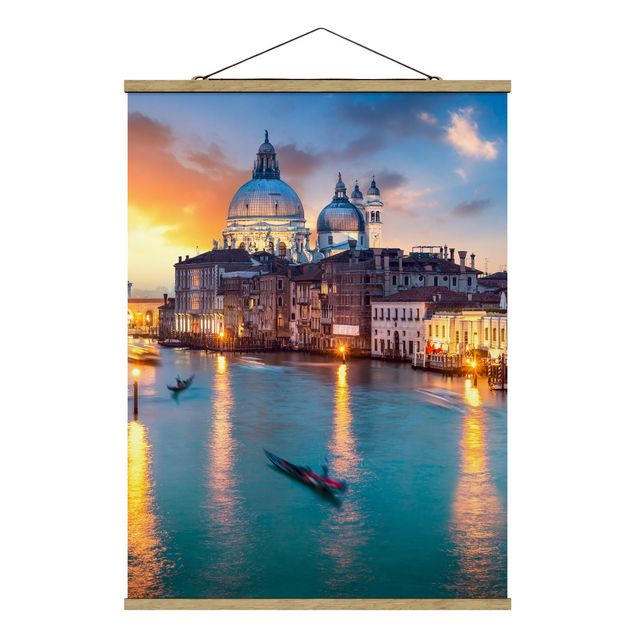 Stoffbild mit Posterleisten - Sunset in Venice - Hochformat 3:4
