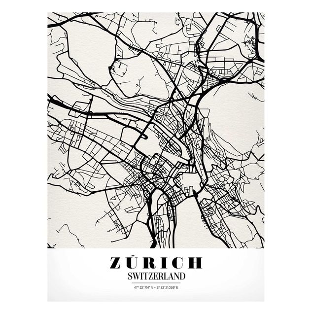 schöne Bilder Stadtplan Zürich - Klassik