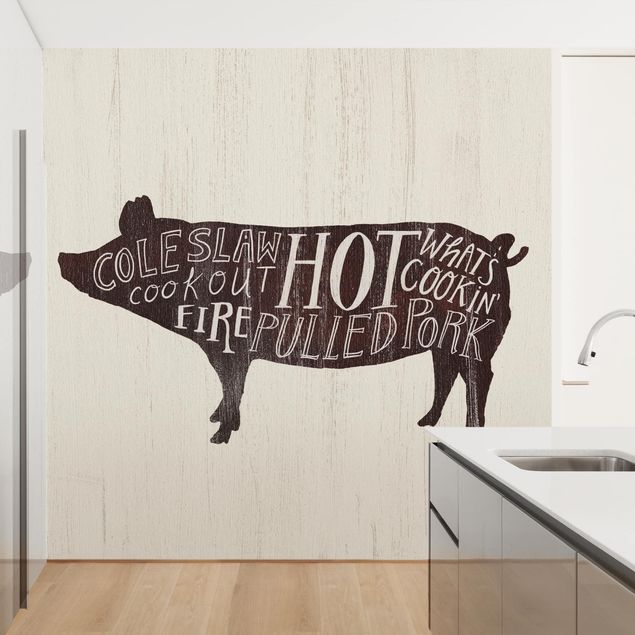 Design Tapeten Bauernhof BBQ - Schwein