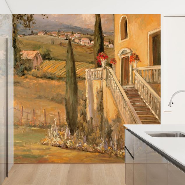 Tapeten Wohnzimmer modern Italienische Landschaft - Haustreppe