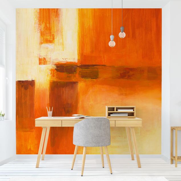 Tapete abstrakt Petra Schüßler - Komposition in Orange und Braun 01