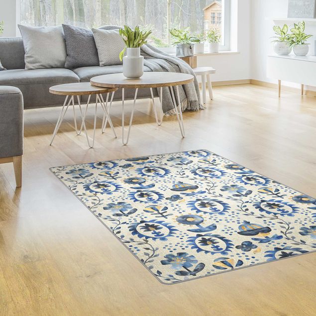 Moderner Teppich Teppich mit blauem Muster
