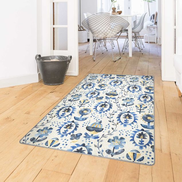 Teppich - Teppich mit blauem Muster