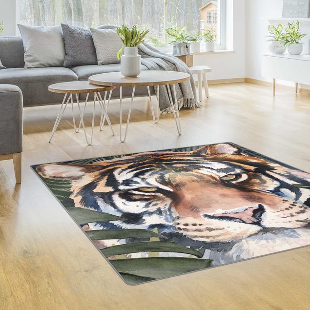 Moderner Teppich Tiger im Dschungel