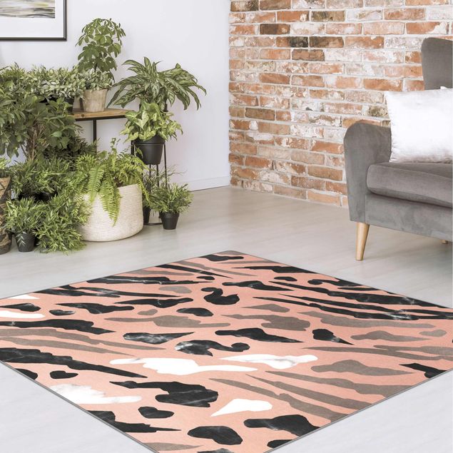 Teppich rosa Tigerstreifen in Marmor und Gold