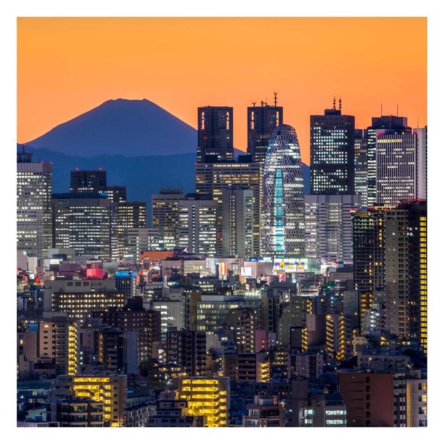 Fototapete - Tokio mit dem Fuji am Abend