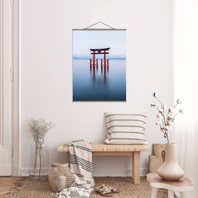 Stoffbilder mit Posterleisten Torii im Wasser