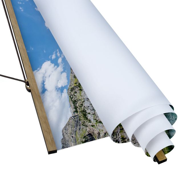 Stoffbild mit Posterleisten - Traumhafter Bergsee - Querformat 2:1