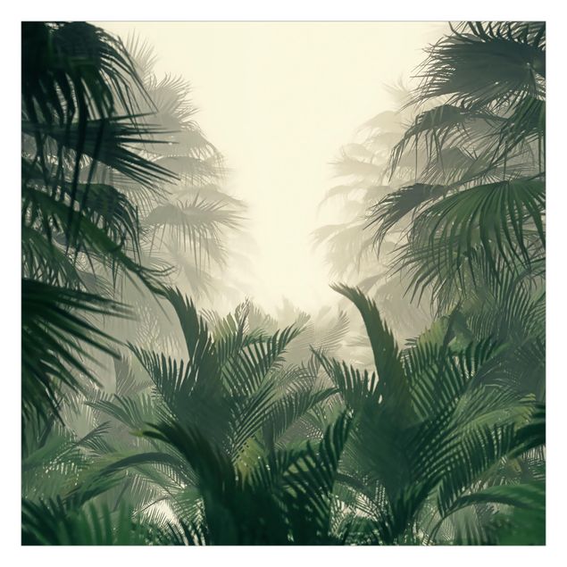 Tapete selbstklebend Tropenpflanzen im Nebel