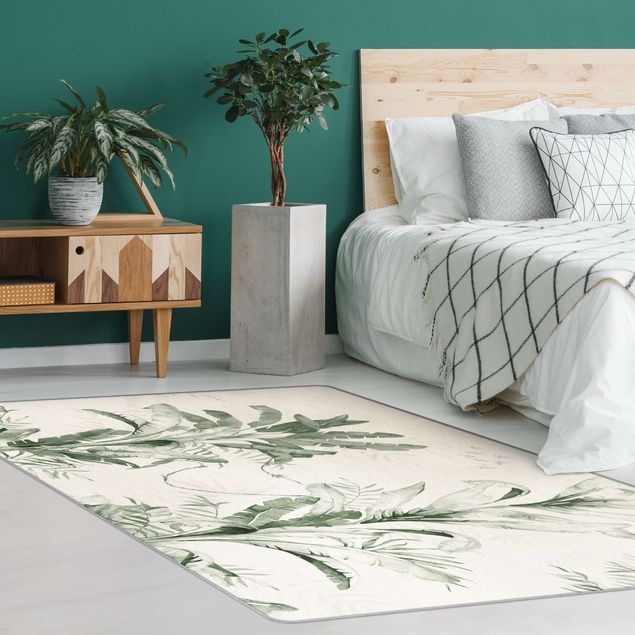 Teppich grün Tropische Palmen und Blätter