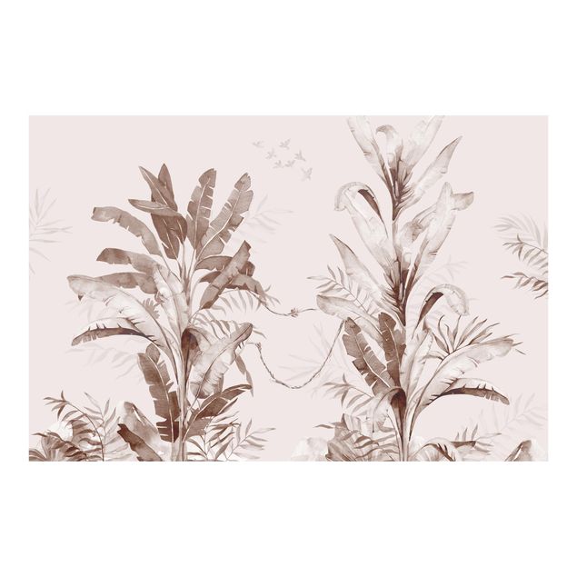 Tapeten Tropische Palmen und Blätter Sepia