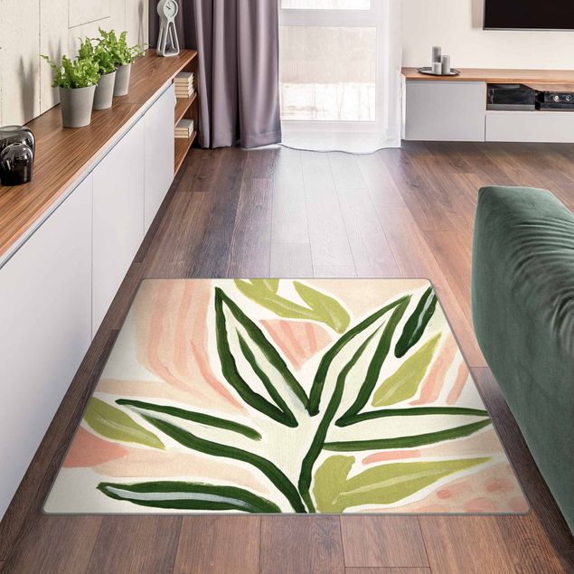 Moderne Teppiche Tropische Pastellblätter