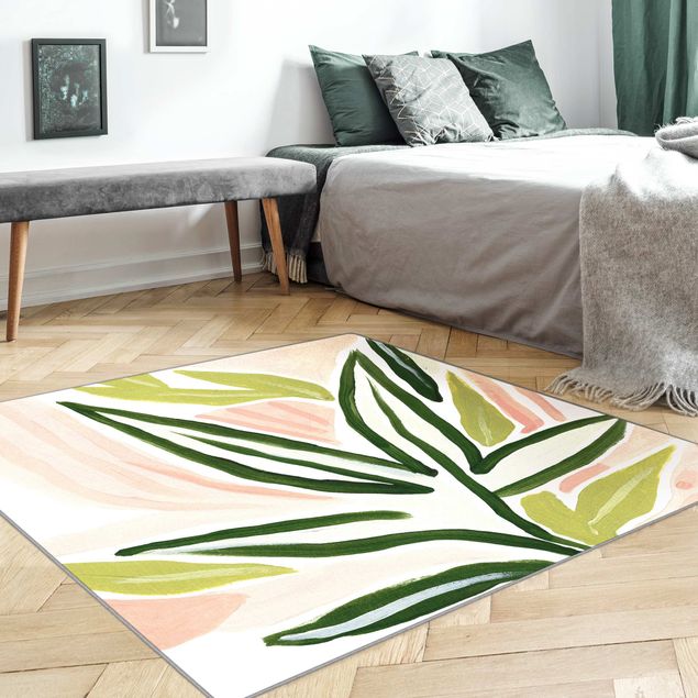 Große Teppiche Tropische Pastellblätter